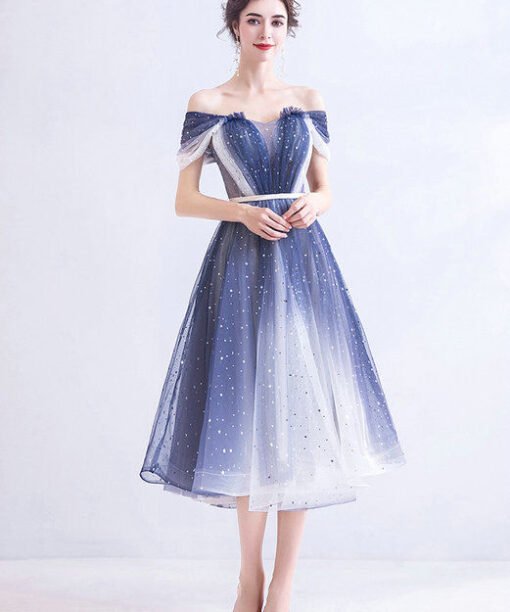 white and blue cocktail dress 1028-004