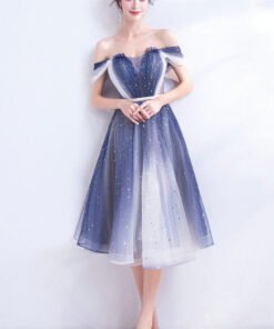 white and blue cocktail dress 1028-006