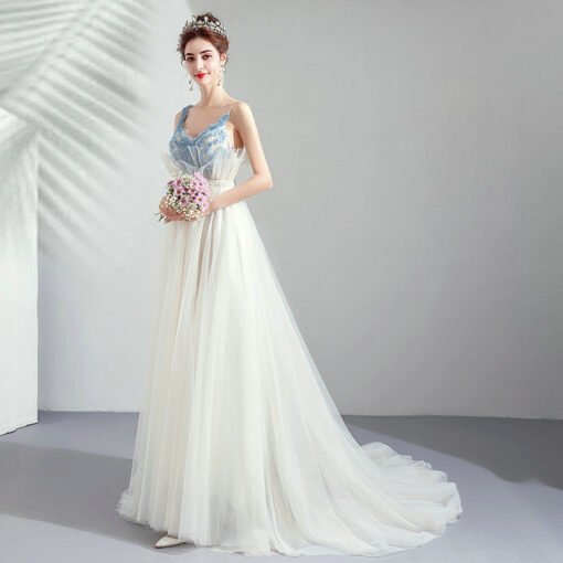white and blue evening dress 1047-001