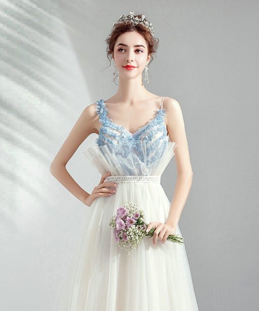 white and blue evening dress 1047-003