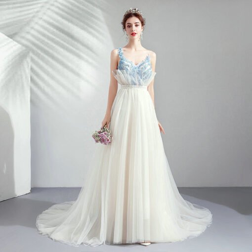 white and blue evening dress 1047-005