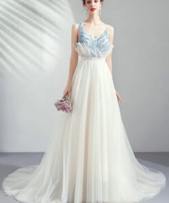 white and blue evening dress 1047-006
