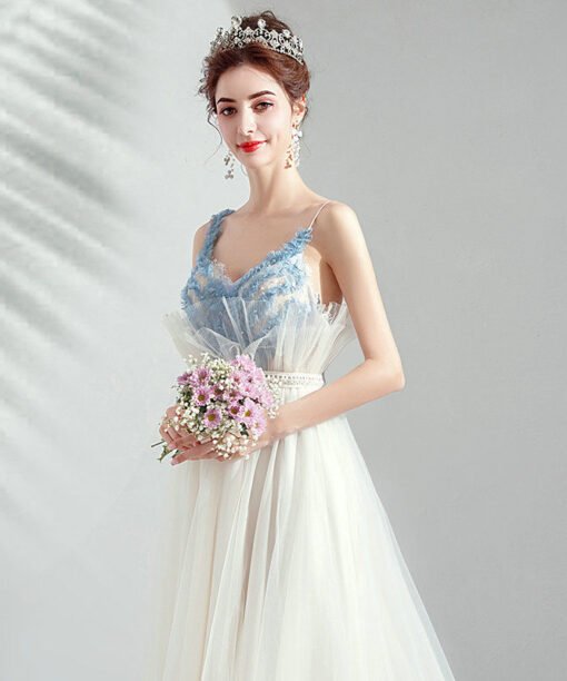 white and blue evening dress 1047-007