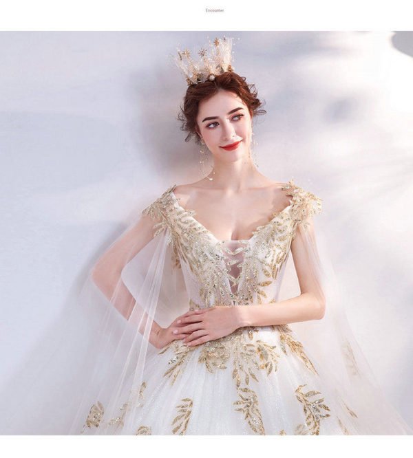 white and gold wedding dress 1046-005