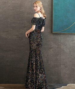 black mermaid prom dress 1058-002