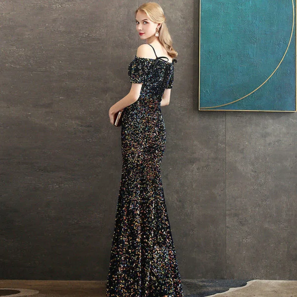 black mermaid prom dress 1058-002