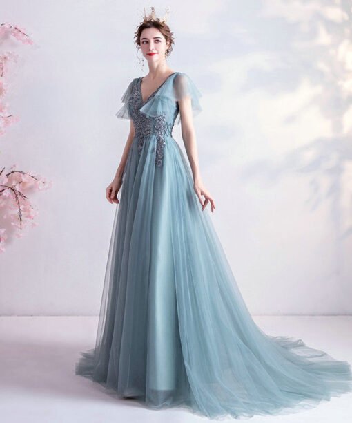 3/4 sleeve wedding dress 617-06