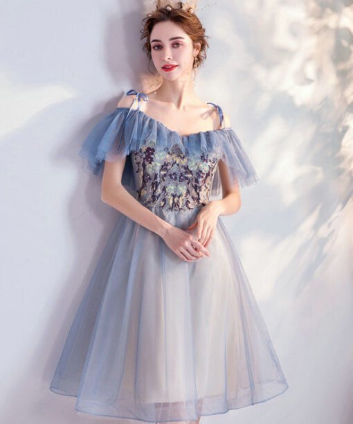 blue short cocktail dress 1056-006