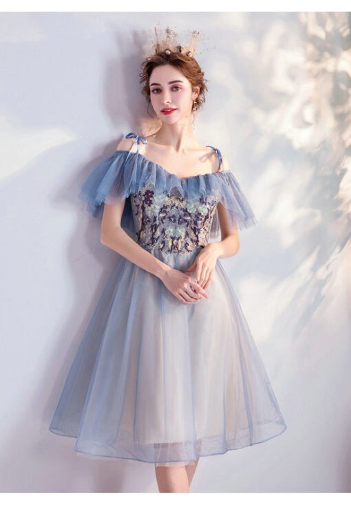 blue short cocktail dress 1056-006