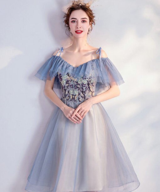 blue short cocktail dress 1056-008