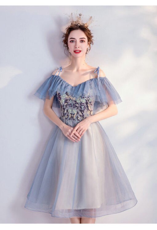 blue short cocktail dress 1056-008