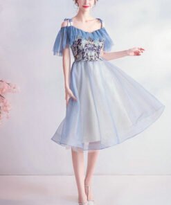 blue short cocktail dress 1056-009