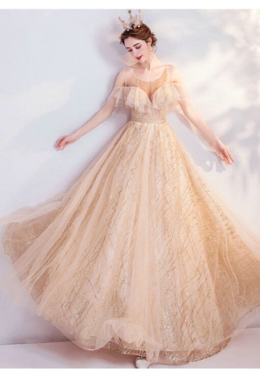 gold long prom dress 1060-007