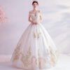 3/4 sleeve wedding dress 617-06off the shoulder wedding dress 1065-004