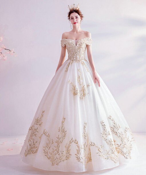 off the shoulder wedding dress 1065-009