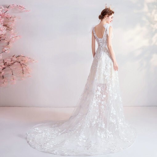v neck a line wedding dress 1062-007
