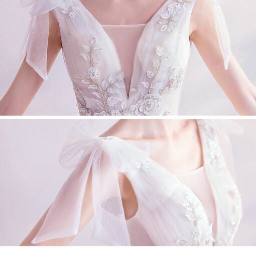 V Neck Bridal Gown White Lace Ball Gown Wedding Dress - Image 5