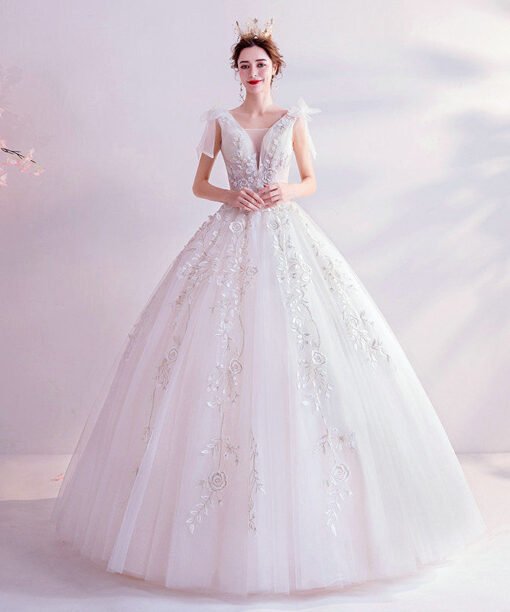 v neck bridal gown 1061-007