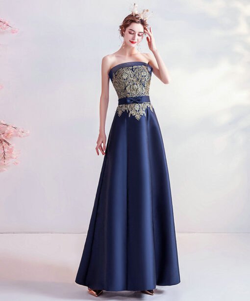 blue and gold prom dress 1089-004