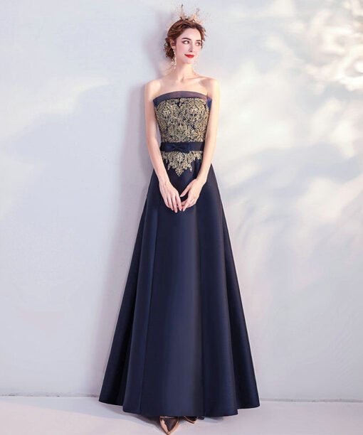 blue and gold prom dress 1089-007