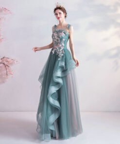 blue green prom dress 1068-005