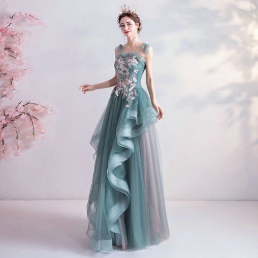 blue green prom dress 1068-005
