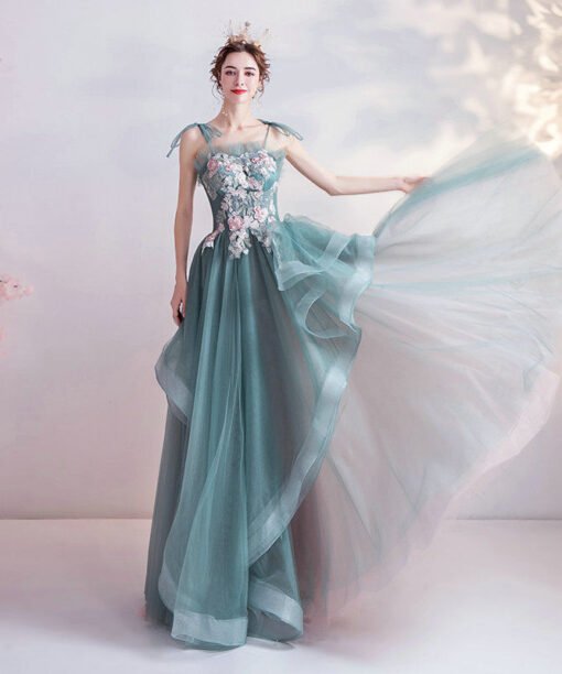 blue green prom dress 1068-006