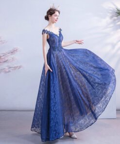 blue lace prom dress 1081-005