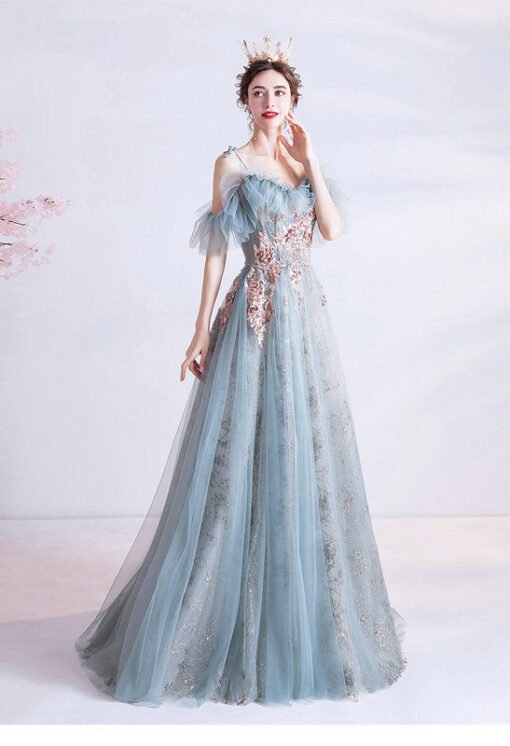 Boho Prom Dress Strap A Line Long Formal Party Dress - Image 4