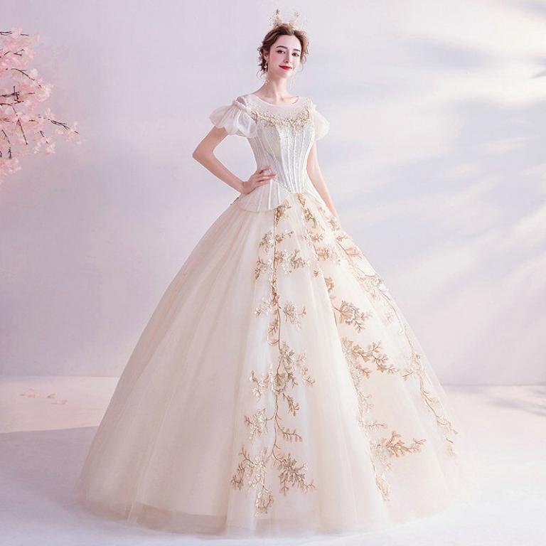 golden white gown
