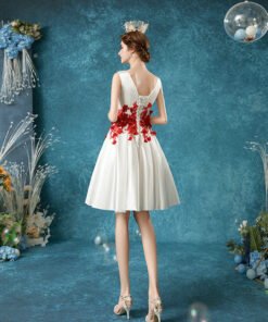 red and white cocktail dress 1074-002