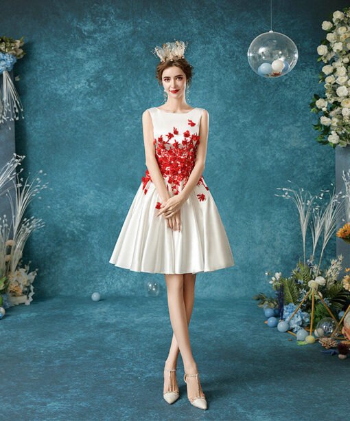 red and white cocktail dress 1074-005