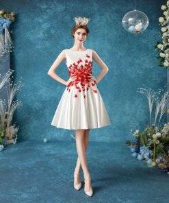 red and white cocktail dress 1074-007