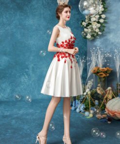 red and white cocktail dress 1074-009