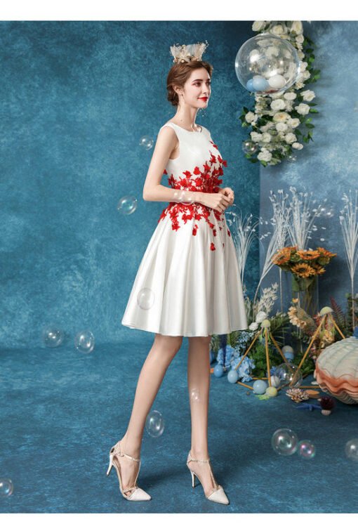 red and white cocktail dress 1074-009