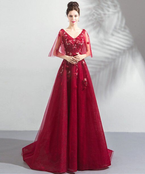 red long formal dress 1093-002