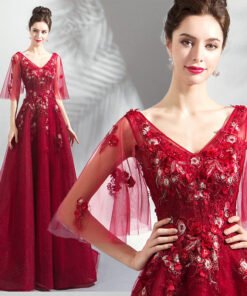 red long formal dress 1093-006