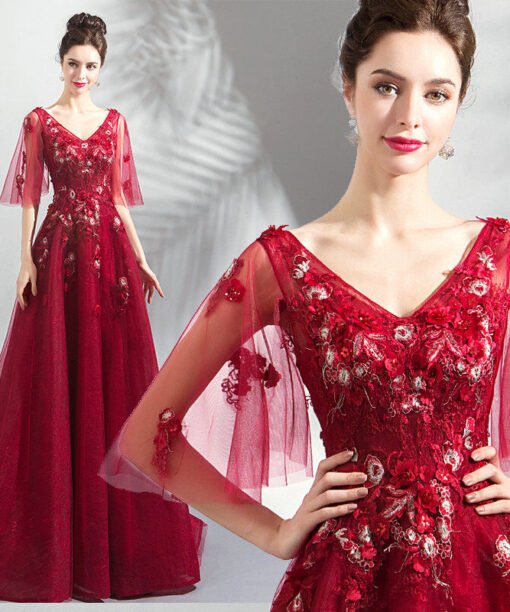 red long formal dress 1093-006