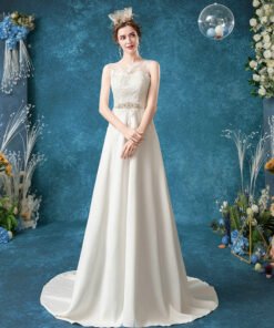 satin a line wedding dress 1077-004