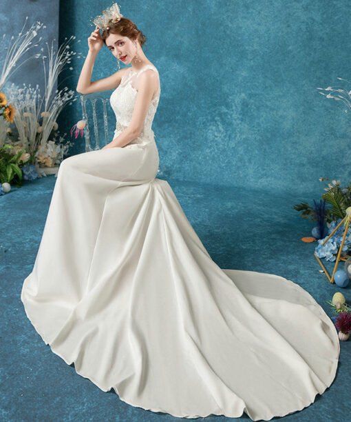 satin a line wedding dress 1077-004