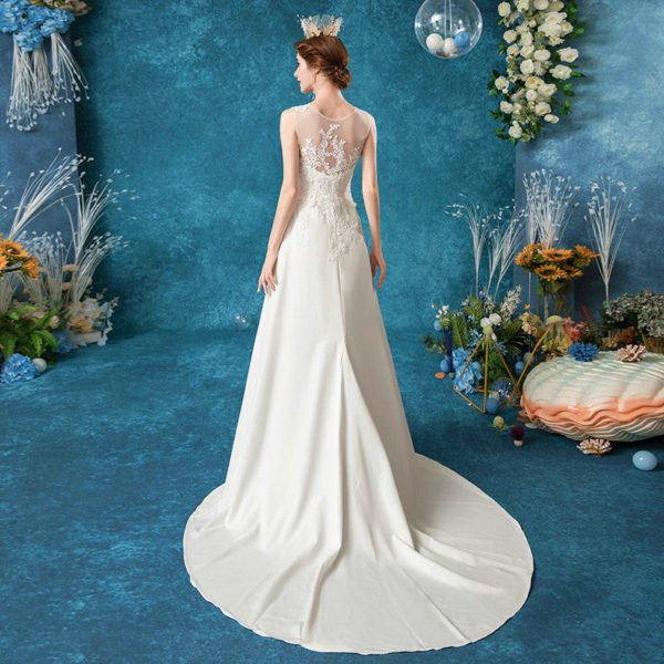 satin a line wedding dress 1077-006