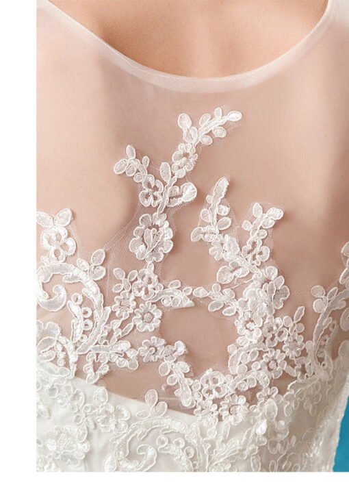 Satin A Line Wedding Dress White Sleeveless Formal Dress - Image 6