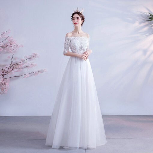 simple a line wedding dress 1073-001