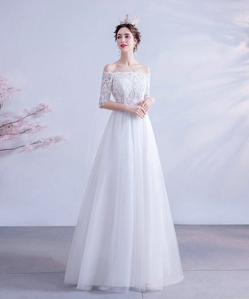 simple a line wedding dress 1073-001