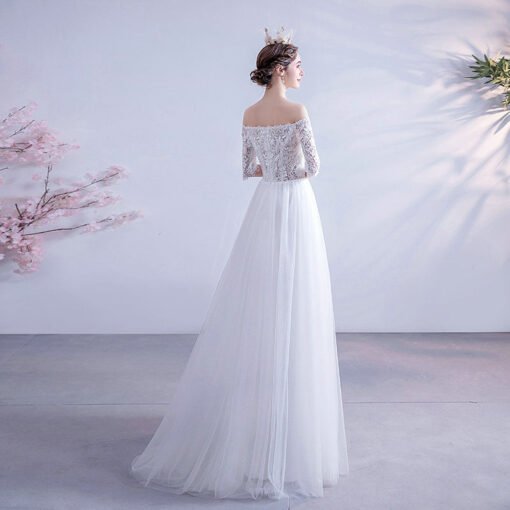 simple a line wedding dress 1073-003