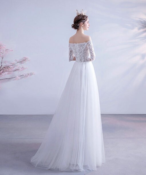 simple a line wedding dress 1073-003