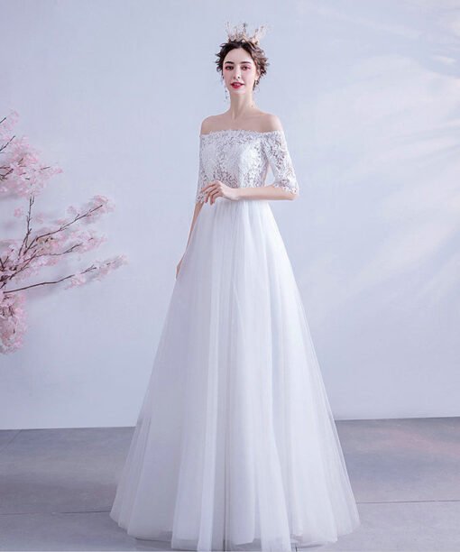 simple a line wedding dress 1073-004