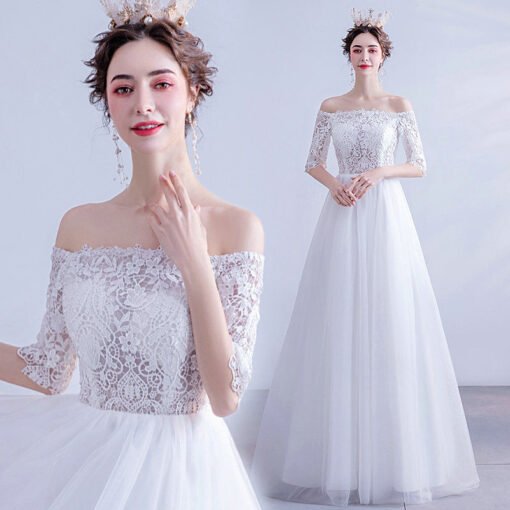 simple a line wedding dress 1073-005