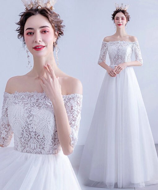simple a line wedding dress 1073-005
