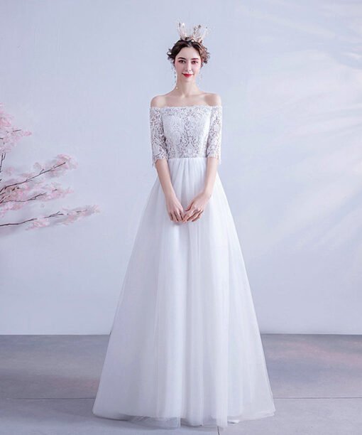 simple a line wedding dress 1073-006